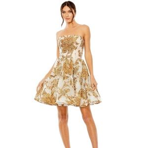 Mac Duggal Strapless Brocade Mini Dress
